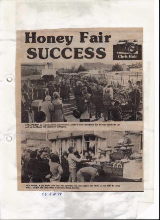 Newspaper clipping about the success of honey fair 1978