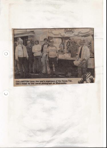 A photo from a local paper showing some of the Lions at the 1979 Honey Fair